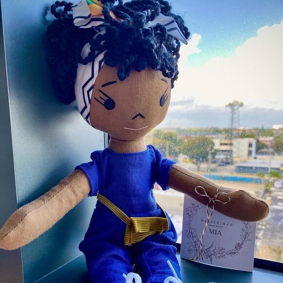 NWT Haperiman Handman Linen Plush African American 14" Doll - Picture 4 of 4